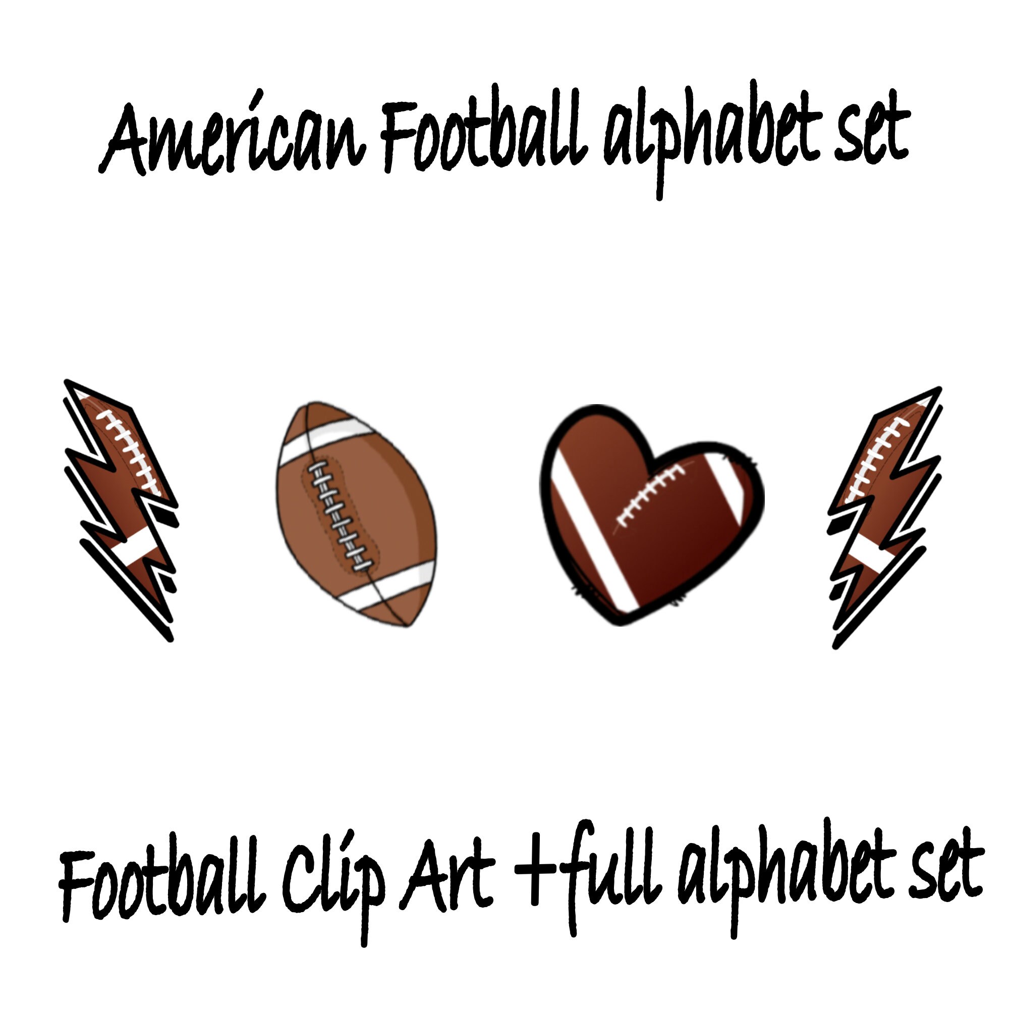 Glitter Football Alphabet Letters PNG Bundle, Football Sports Doodle ...