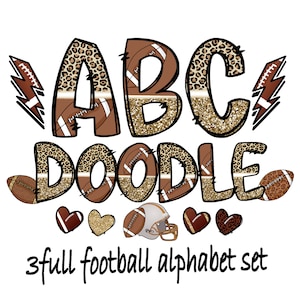 Football Alphabet Letters PNG Bundle, Football Sports Doodle Letters, leopard, Football Doodle Font, Alpha Set, American Football png