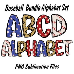 Baseball Alphabet Letters PNG Bundle,Baseball Sports,Hand Drawn Alphabet Doodle,Baseball Mama Alphabet Letters,Sublimation Designs Downloads