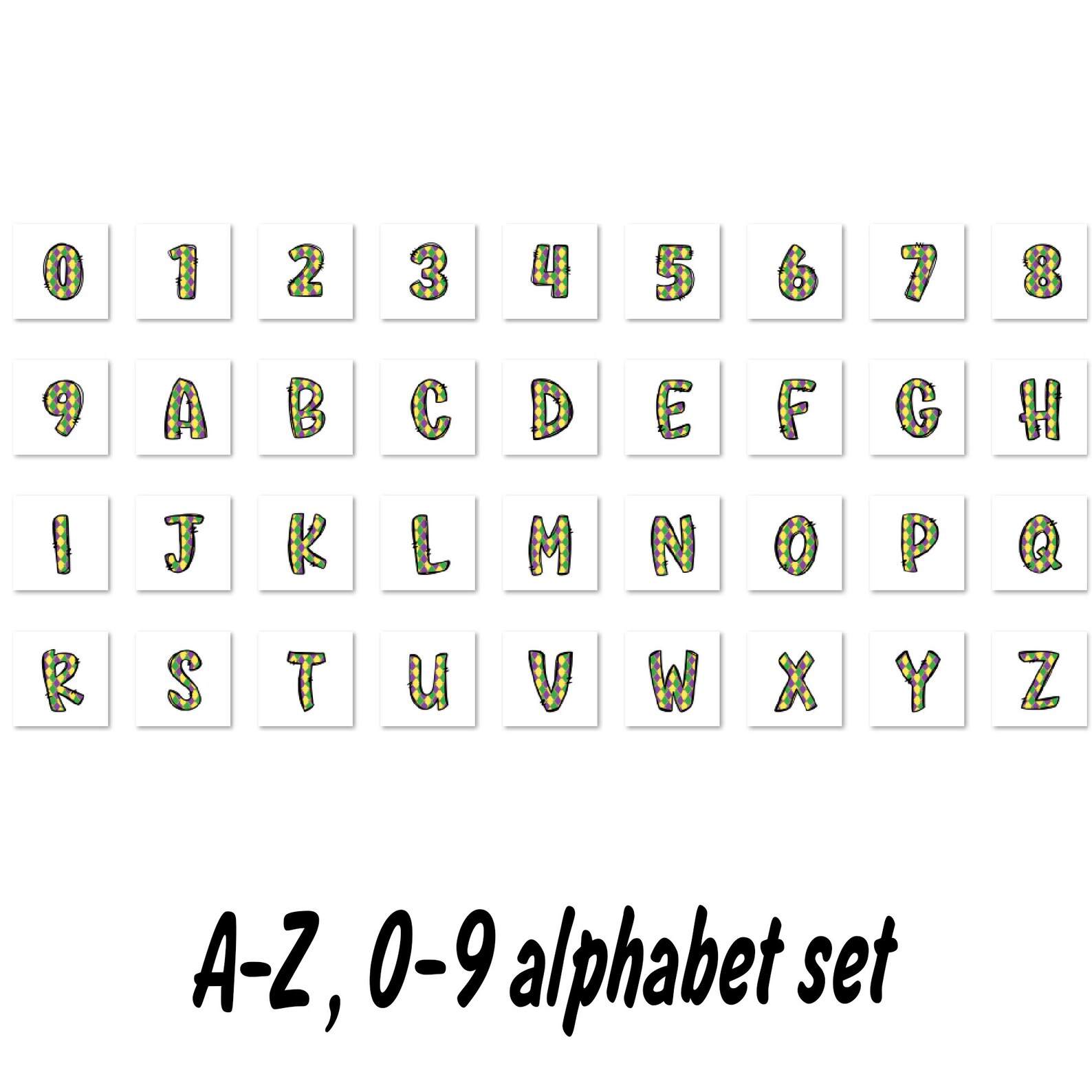 Mardi Gras Alphabet Set, Mardi Gras Doodle Alphabet, Doodle Alphabet ...