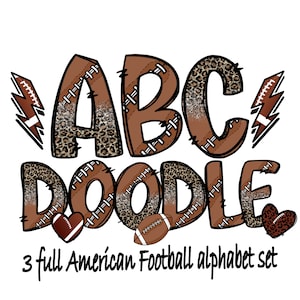 3Bundle Football Alphabet Letters PNG ,Football Sports Doodle Letters,leopard, Football Doodle Font, Sublimation Alpha Set, Instant Download