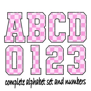 Alfabeto xadrez rosa pastel e números xadrez, letras do alfabeto infantil, arquivo PNG, números de corrida, png de corrida, download instantâneo