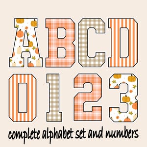 Fall Pumpkin Alphabet Set Bundle, Autumn PNG Letters, Numbers Png, Halloween png, , Cute Fall Kids Png