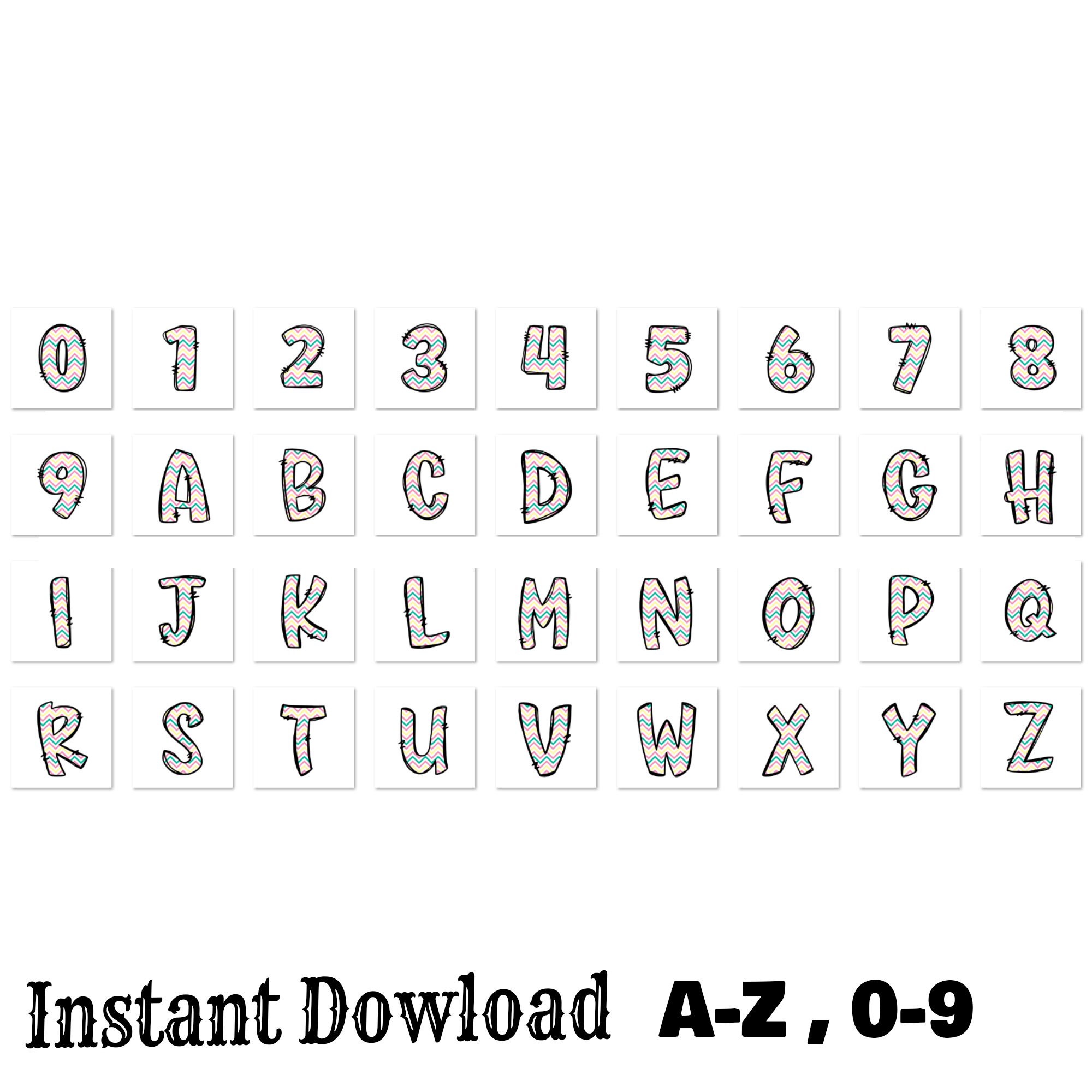 6 Set of Spring Doodle Letters PNG, Summer Doodle Alphabet Letters ...