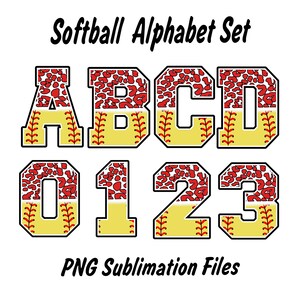 Softball Letters PNG, Softball Sports, sport alphabet png, Leopard Alpha Letters & Number, College, School, Sublimation Designs Downloads