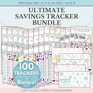 Ultimate Savings Challenge Bundle, 100 Savings Trackers Printable, A6 Cash Stuffing Challenges, Money Saving Tracker