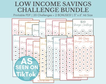 Low Income Savings Challenge Printable | A6 Savings Challenge | Money Saving Challenge Printable | Savings Tracker | 100 Envelope Challenge