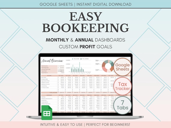 Small Business Bookkeeping Spreadsheet Google Sheets, Income and Expense Tracker, Simple Bookkeeping Template