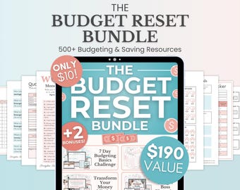 Budget Reset Bundle, Printable Budget Planner Worksheets, Money Saving Tracker Bundle, Personal Finance Printables (Digital Download)