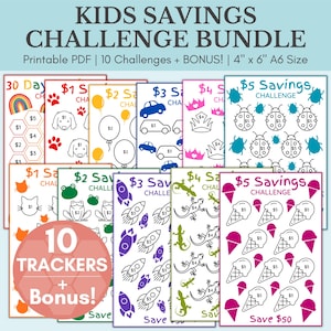 Kids Savings Challenge Printable | Savings Challenge Bundle | A6 Mini Savings Challenge | Money Saving Challenge | A6 Savings Challenge