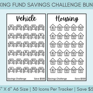 Savings Challenge Printable | Savings Challenge Bundle | A6 Sized Mini Savings Challenge Trackers | 500 Savings Challenge | Set Of 10