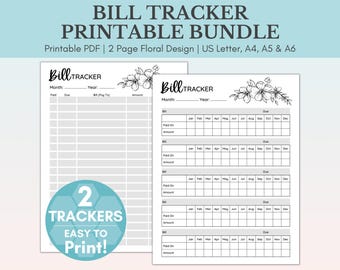 Bill Tracker Printable | Bill Tracker PDF | Bill Tracker Template | Bill Pay Calendar | Bill Organizer | Bill Pay Calendar | Finance Planner