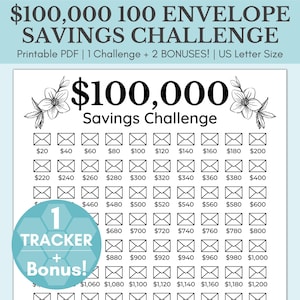 100000 Savings Challenge Printable | 100,000 Savings Challenge | 100 Envelope Savings Challenge | 100K Savings Challenge | Savings Tracker