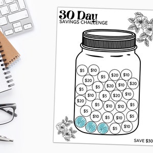 30 Day Savings Challenge Printable Money Saving Challenge Monthly ...