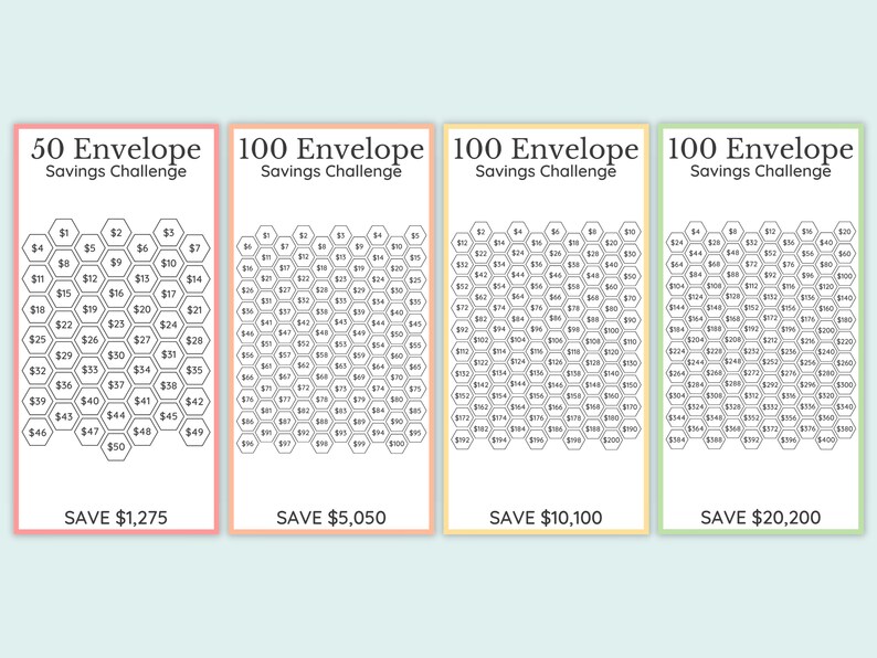 Savings Challenge Printable Savings Challenge Bundle A6 - Etsy