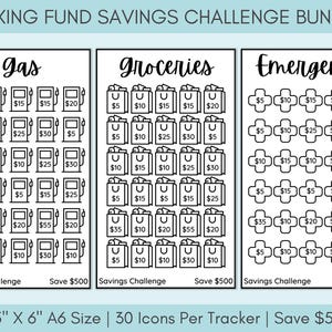Savings Challenge Printable | Savings Challenge Bundle | A6 Sized Mini Savings Challenge Trackers | 500 Savings Challenge | Set Of 10