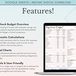 Budget by Paycheck Spreadsheet, Biweekly Budget Template, Paycheck Budget Planner Google Sheets