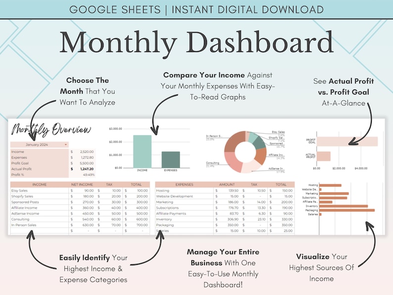Small Business Bookkeeping Spreadsheet Google Sheets, Income and Expense Tracker, Simple Bookkeeping Template