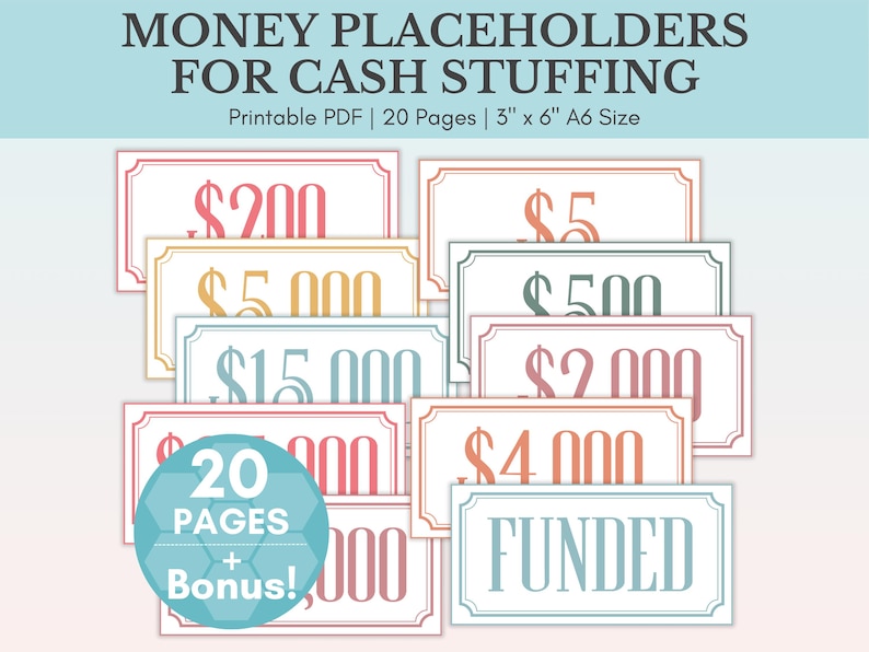 Dollar Bill Placeholders For Cash Stuffing