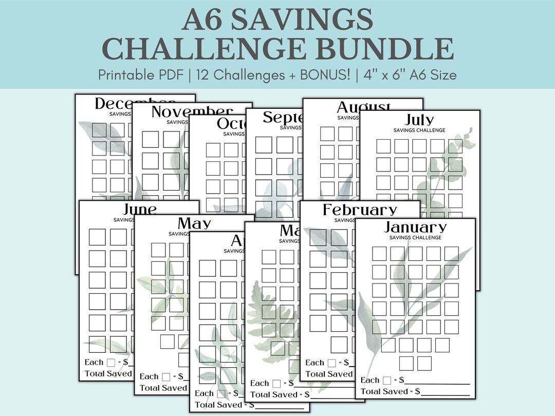 Savings Challenge Printable Monthly Savings Challenge Bundle - Etsy