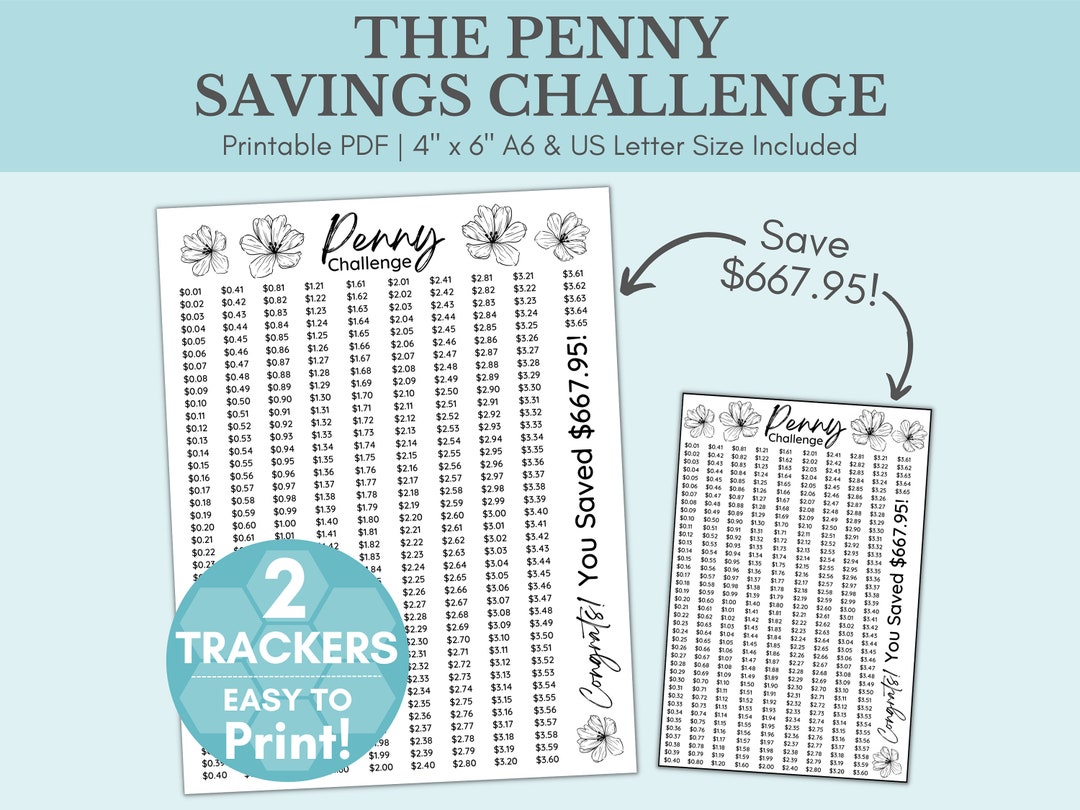 Penny Challenge Printable Penny Savings Challenge Low Income Savings Challenge Printable Low ...