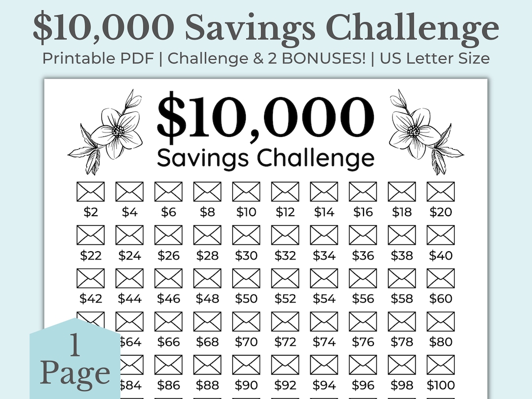 10000 Savings Challenge Printable 10000 Savings Challenge Etsy