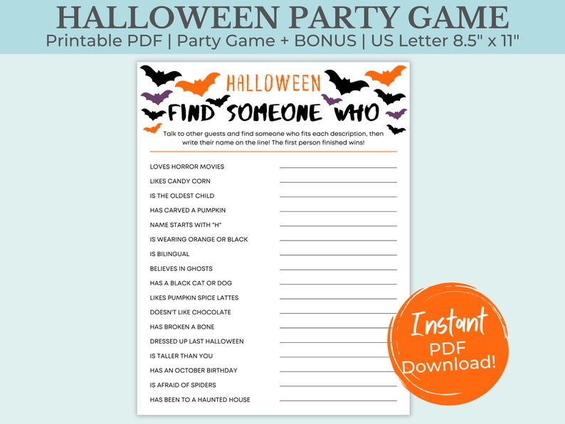 Halloween Party Game Printable Halloween Party Games Etsy