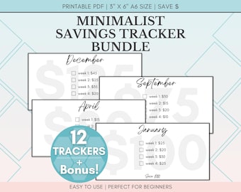 A6 Savings Challenge Printable Bundle | Monthly Money Trackers (PDF)