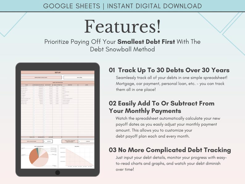 Debt Snowball Spreadsheet Google Sheets, Debt Payoff Tracker Spreadsheet, Debt Snowball Calculator Template