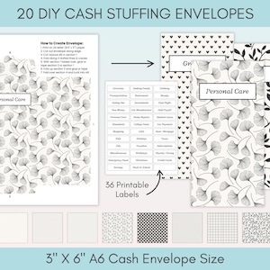 Cash Stuffing Starter Kit Printable, Cash Envelope System Budget Binder, Cash Stuffing for Beginners