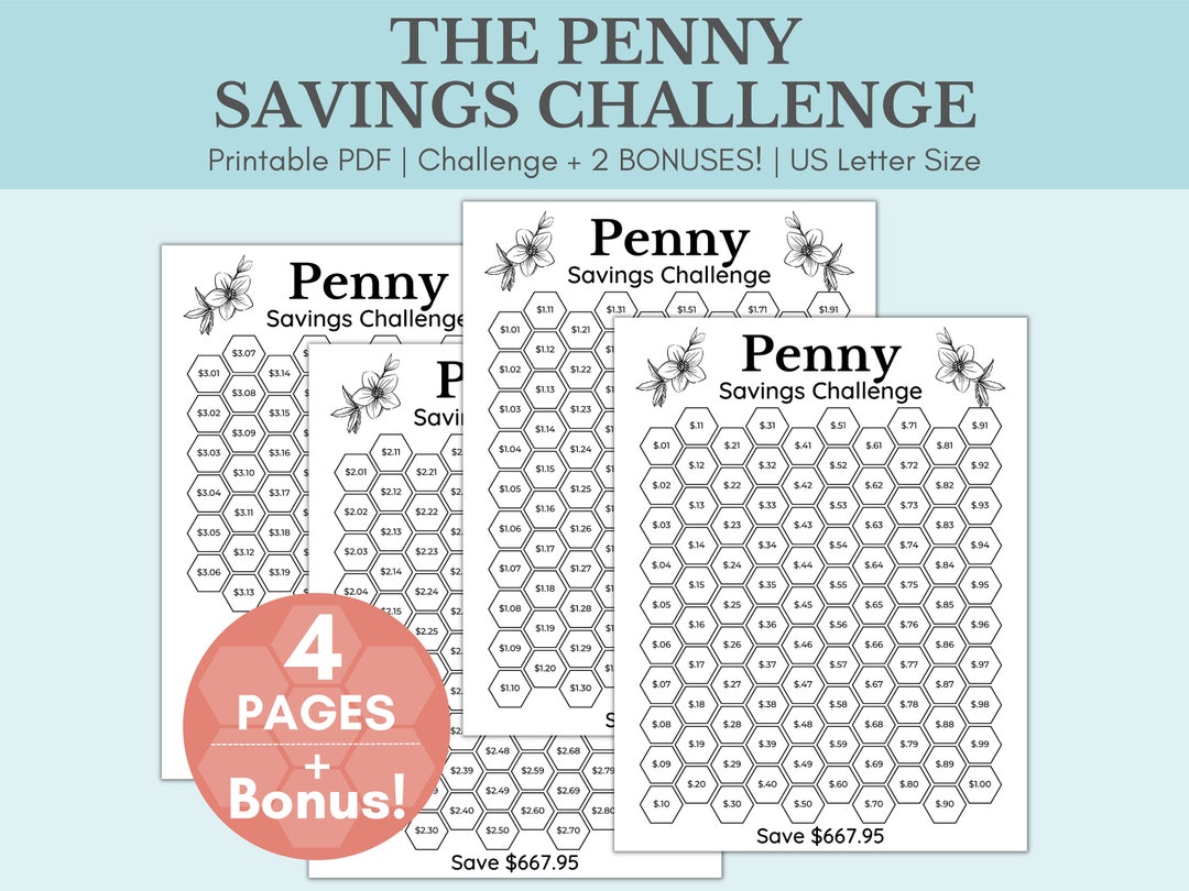 Penny Saving Challenge Printable Penny Savings Challenge Low Income ...