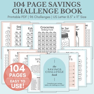 Savings Challenge Book | Savings Challenge Printable | Savings Challenge Bundle | Savings Challenge Binder | 96 Unique Savings Challenges