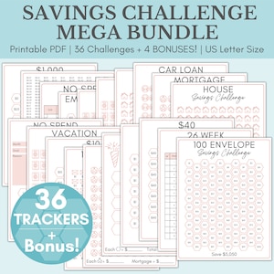 Money Saving Challenge Bundle | Savings Challenge Printable | 100 Envelope Challenge | Savings Challenge Binder | 10000 Savings Challenge