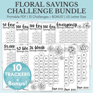 Savings Challenge Printable | Savings Challenge Bundle | Money Saving Challenge Printable | Savings Tracker Printable | 5k savings challenge