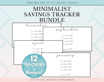 A6 Savings Challenge Printable Bundle | Monthly Money Trackers (PDF)