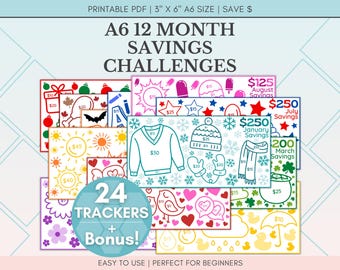 A6 Color-By-Number Savings Challenge | Monthly Tracker Printable (PDF)