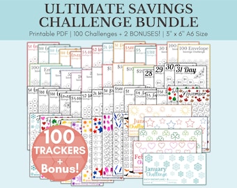 Ultimate Savings Challenge Bundle | Savings Challenge Printable | A6 Mini Savings Challenge Trackers | Money Saving Challenge | Set Of 100