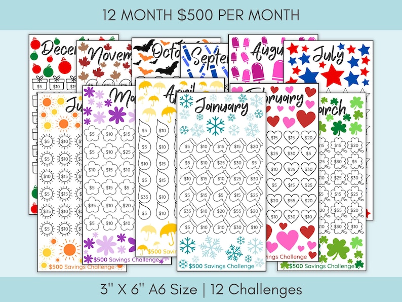 Ultimate Savings Challenge Bundle, 100 Savings Trackers Printable, A6 Cash Stuffing Challenges, Money Saving Tracker