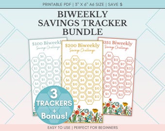 Floral Biweekly Savings Challenge Bundle | A6 Budget (PDF Pattern)