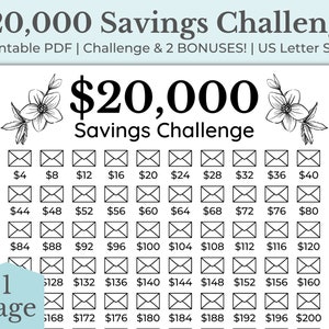 20000 Savings Challenge Printable 20000 Savings Challenge - Etsy