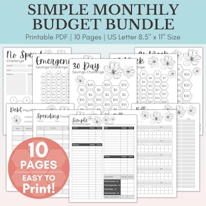 Printable Monthly Budget Book | Digital Budget Planner For GoodNotes | Budget Planner Printable | 10 Page Budget Bundle + Savings Challenges
