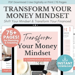 Guía de mentalidad financiera / Libro de trabajo financiero de más de 75 páginas / Cambie su mentalidad financiera, establezca metas y genere riqueza / Planificador financiero de presupuesto digital