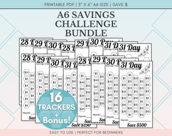 A6 Savings Challenge Printable | Floral Money Tracker (PDF)
