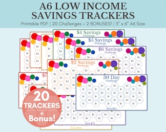 ★うさこ★ A6リフィル　savings challenge Minimalist Printable A6 Savings Challenge Bundle A6 Saving