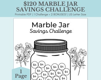 30 Day Savings Challenge Printable Biweekly Money Challenge 30 Marbles Savings Challenge Floral Design Monthly Savings Challenge Tracker