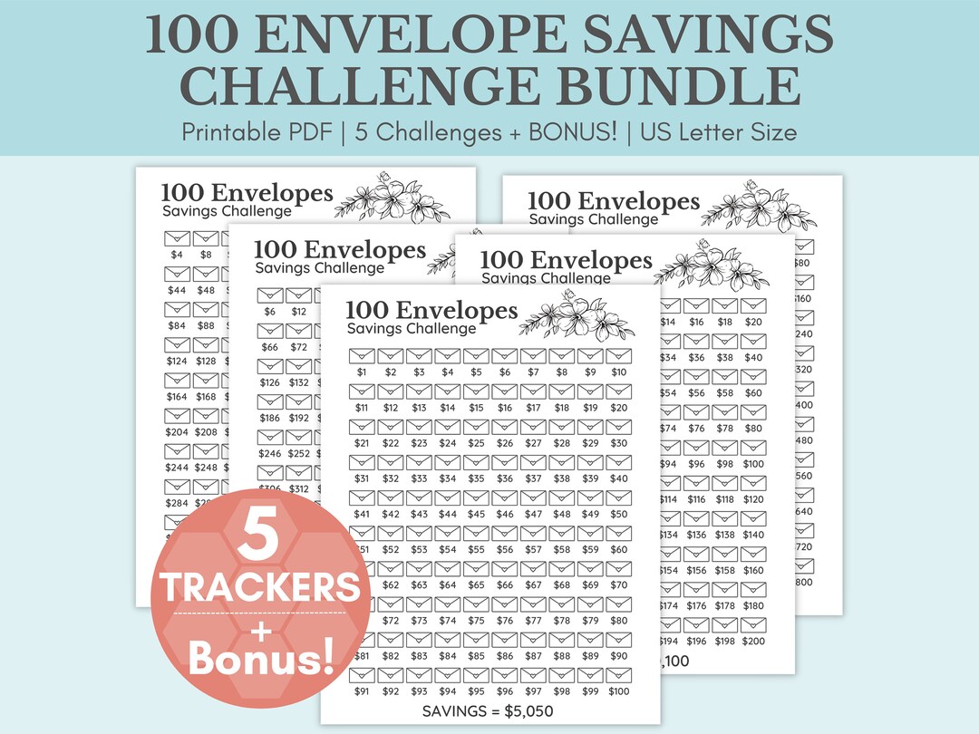 Printable 100 Envelope Savings Challenge Bundle Savings Challenge ...