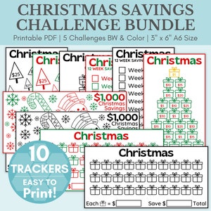 Christmas Savings Challenge | Christmas Savings Challenge A6 | Savings Challenge Printable | Money Saving Challenge | 1000 Savings Challenge