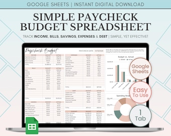 Budget by Paycheck Spreadsheet, Biweekly Budget Template, Paycheck Budget Planner Google Sheets