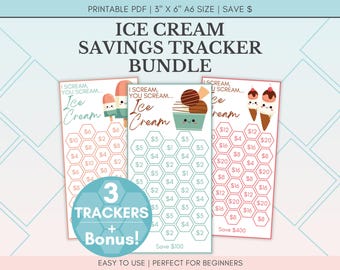 Ice Cream Savings Challenge Bundle | A6 Budget Binder Insert (PDF)