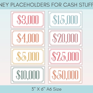 Dollar Bill Placeholders For Cash Stuffing